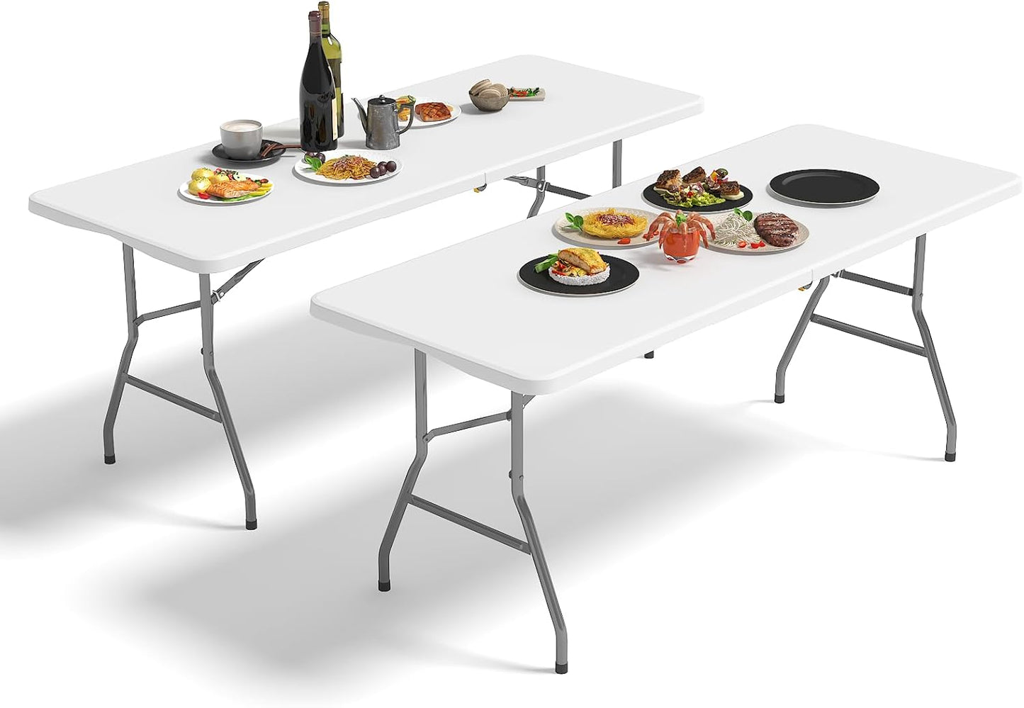 6FT Folding Table 2 Pack for Camping, Picnics, and More