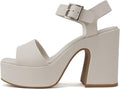 Women Open Toe Ankle Strap Platform Heeled Sandal - Chunky 4in Heel