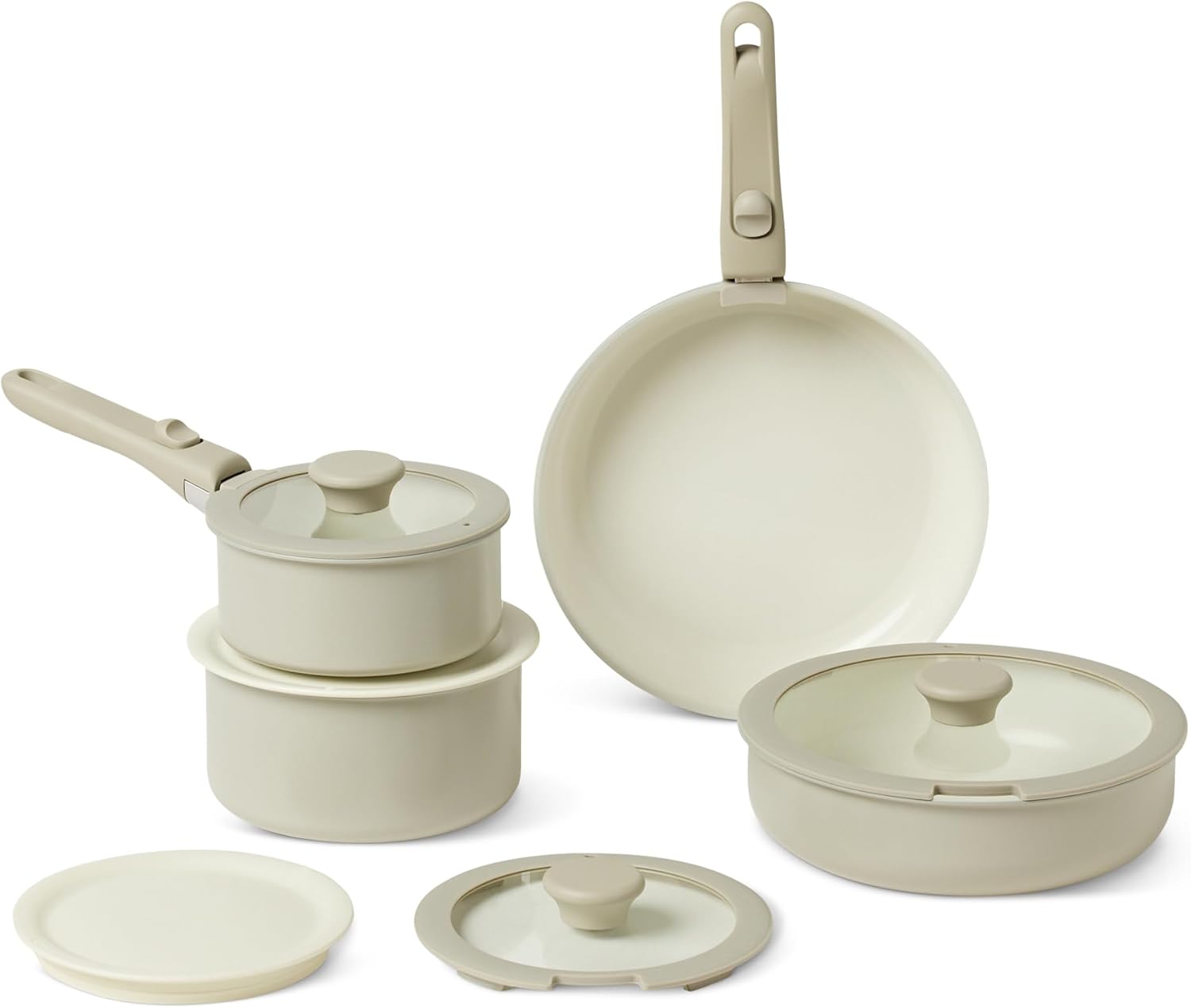 Nonstick Stackable Cookware Set with Detachable Handles, 11-Piece