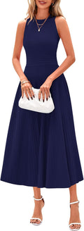 Spring Casual Midi Dress for Women - Flattering A Line Pleated Style