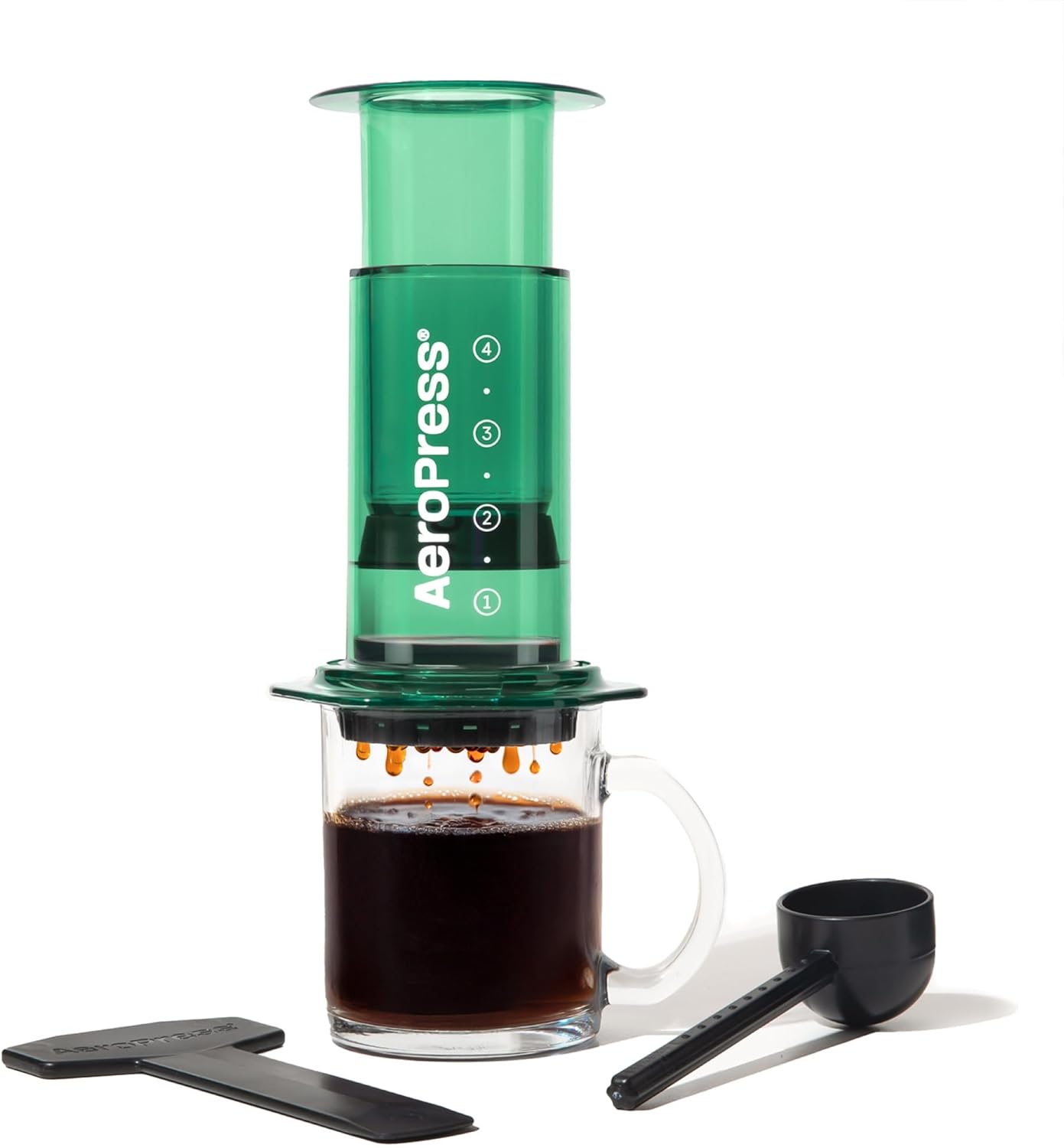 AeroPress Clear Green Coffee Press for Flavorful Brews Anywhere