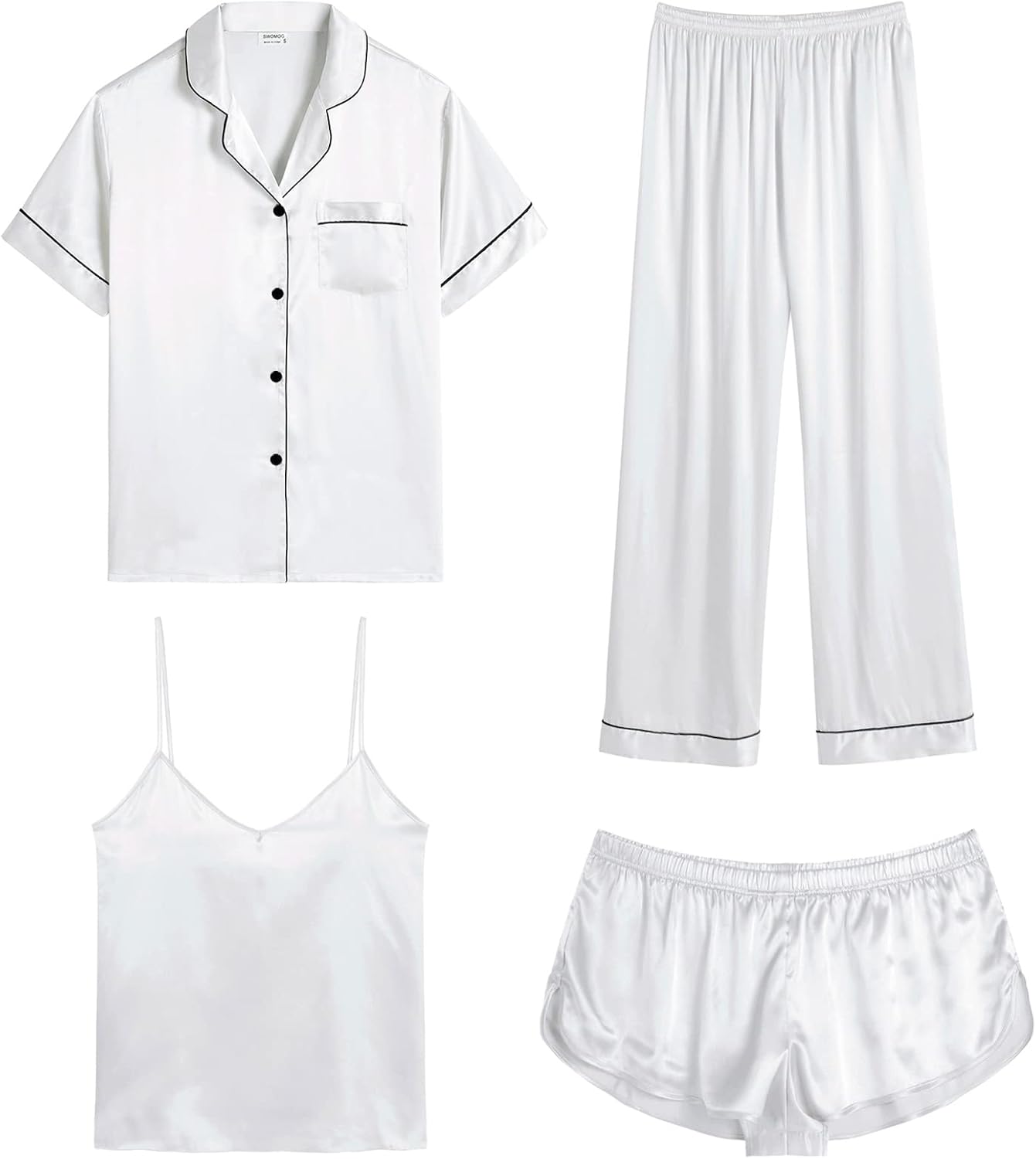 SWOMOG Womens Silk Satin Pajamas Sets for Ultimate Comfort