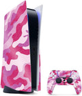 Glossy Glitter Gaming Skin for PS5 Bundle - Pink Camo