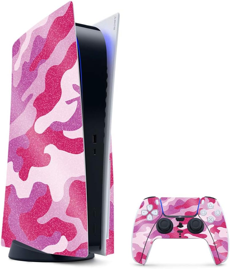 MightySkins Glossy Glitter Gaming Skin for PS5 - Pink Camo
