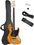 GLARRY GJazz 4-String Electric Bass Guitar Full Size - Starter Pack