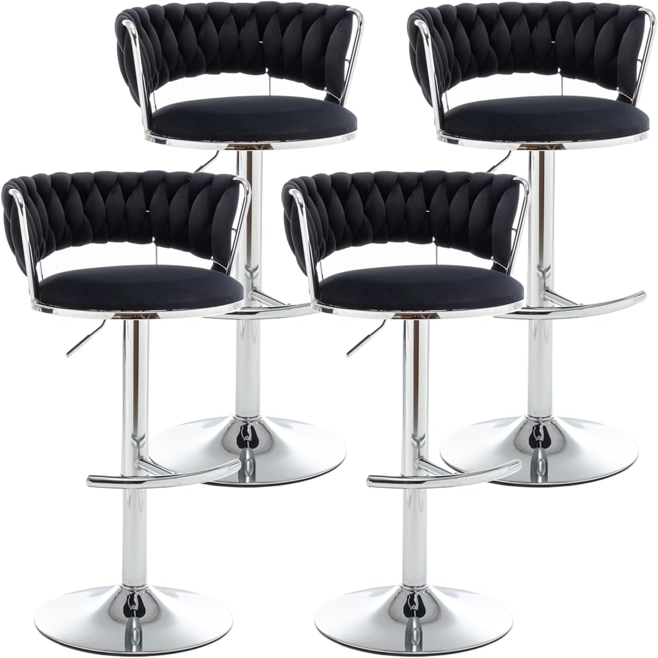 Stylish Velvet Bar Stools Set of 4 for Kitchen Island Use