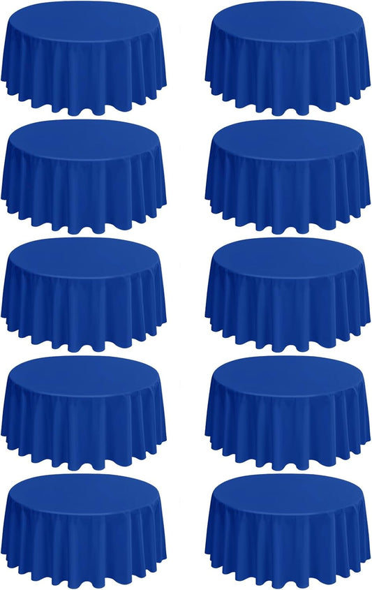 10 Pack Royal Blue Round Tablecloths - 108 Inch Polyester Covers