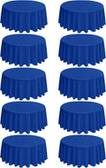 10 Pack Round Tablecloths 90 in Royal Blue - Durable Wrinkle Resistant