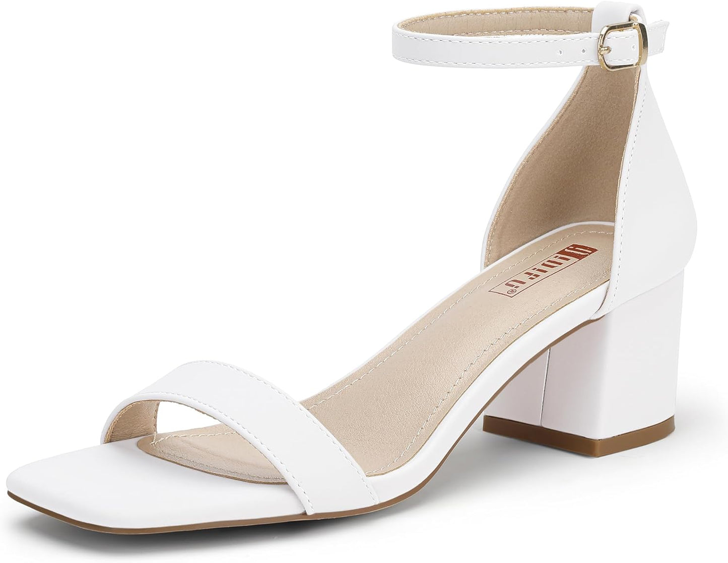 IDIFU Chunky Heels Block Low Short Square Open Toe Sandals