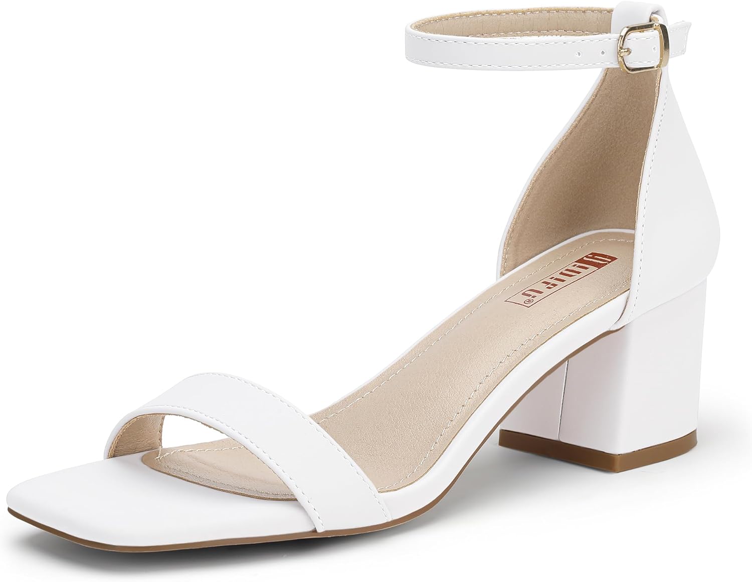 IDIFU Chunky Heels Block Low Short Square Open Toe Sandals