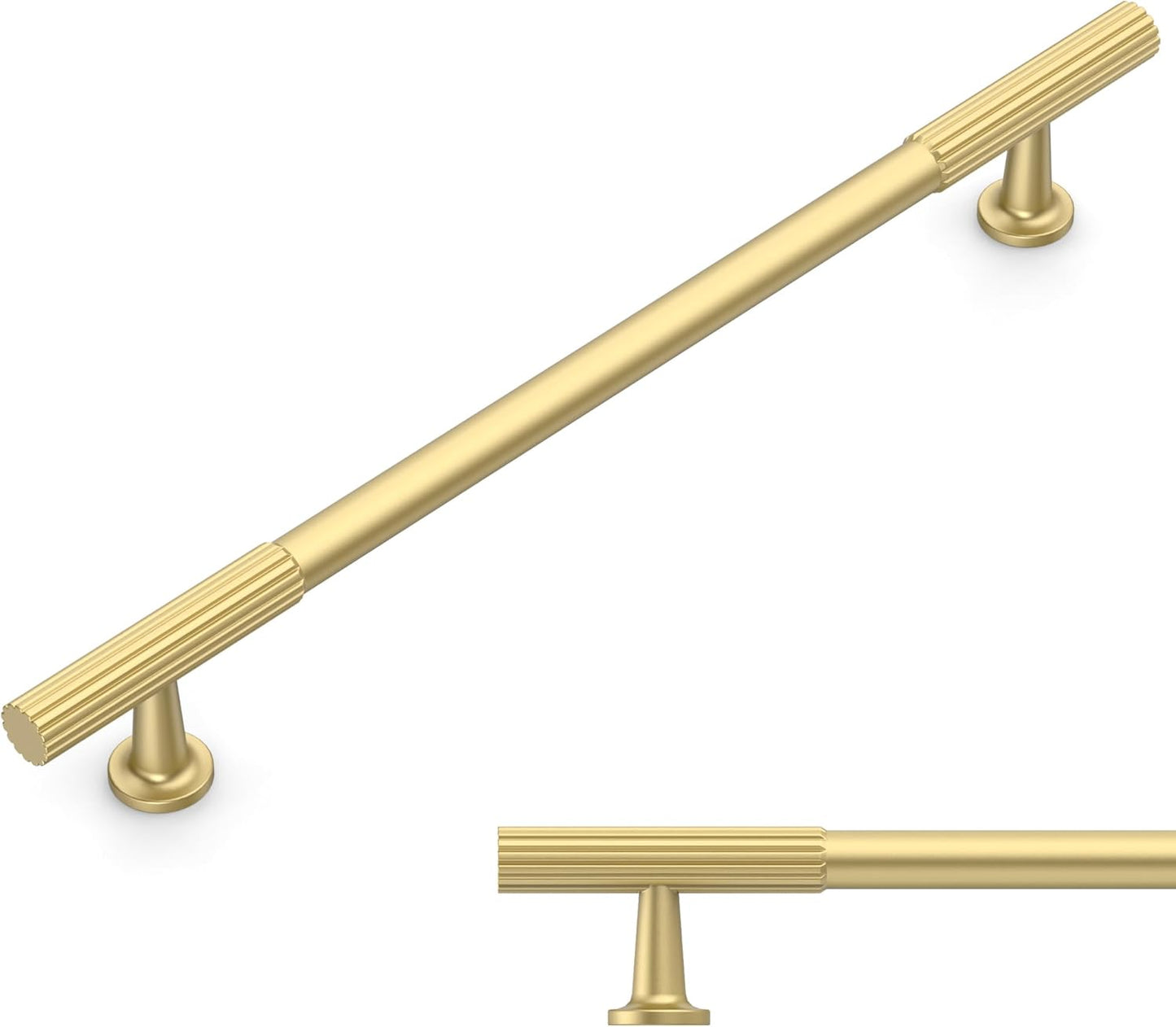 Amerdeco 10 Pack Brushed Gold Cabinet Pulls for Kitchen
