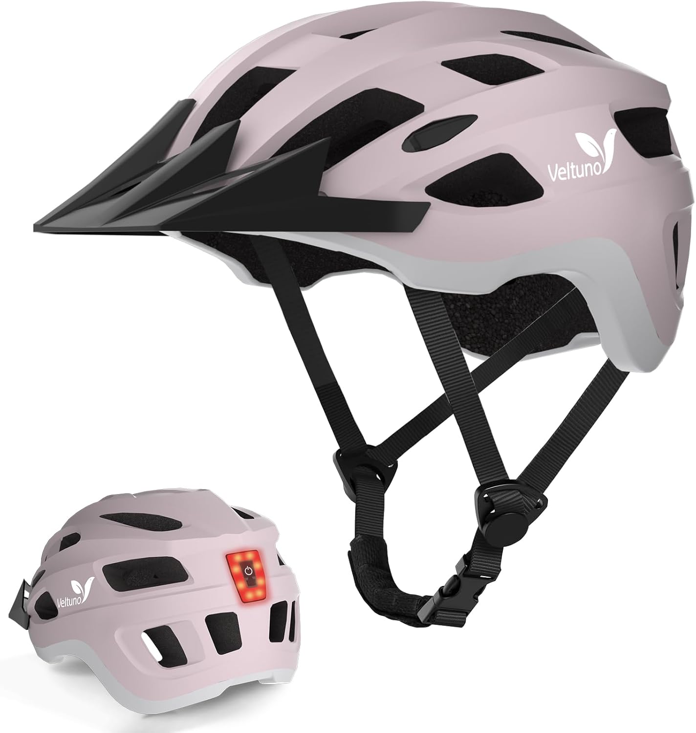 Lightweight Mountain Bicycle Helmet with USB LED Light for Safety