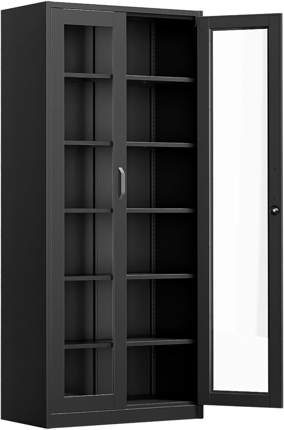 VINGLI Lockable Display Cabinet with Glass Doors for Home Use