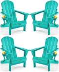 Folding Adirondack Chair 4 Pack - Weather Resistant Patio Seating