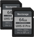 Nextorage 64GB 2pack SDXC UHS-II V90 SD Card - Fast 4K/8K Recording