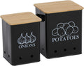Kitchen Vegetable Storage Tins Set of 2 for Potatoes and Onion - Long