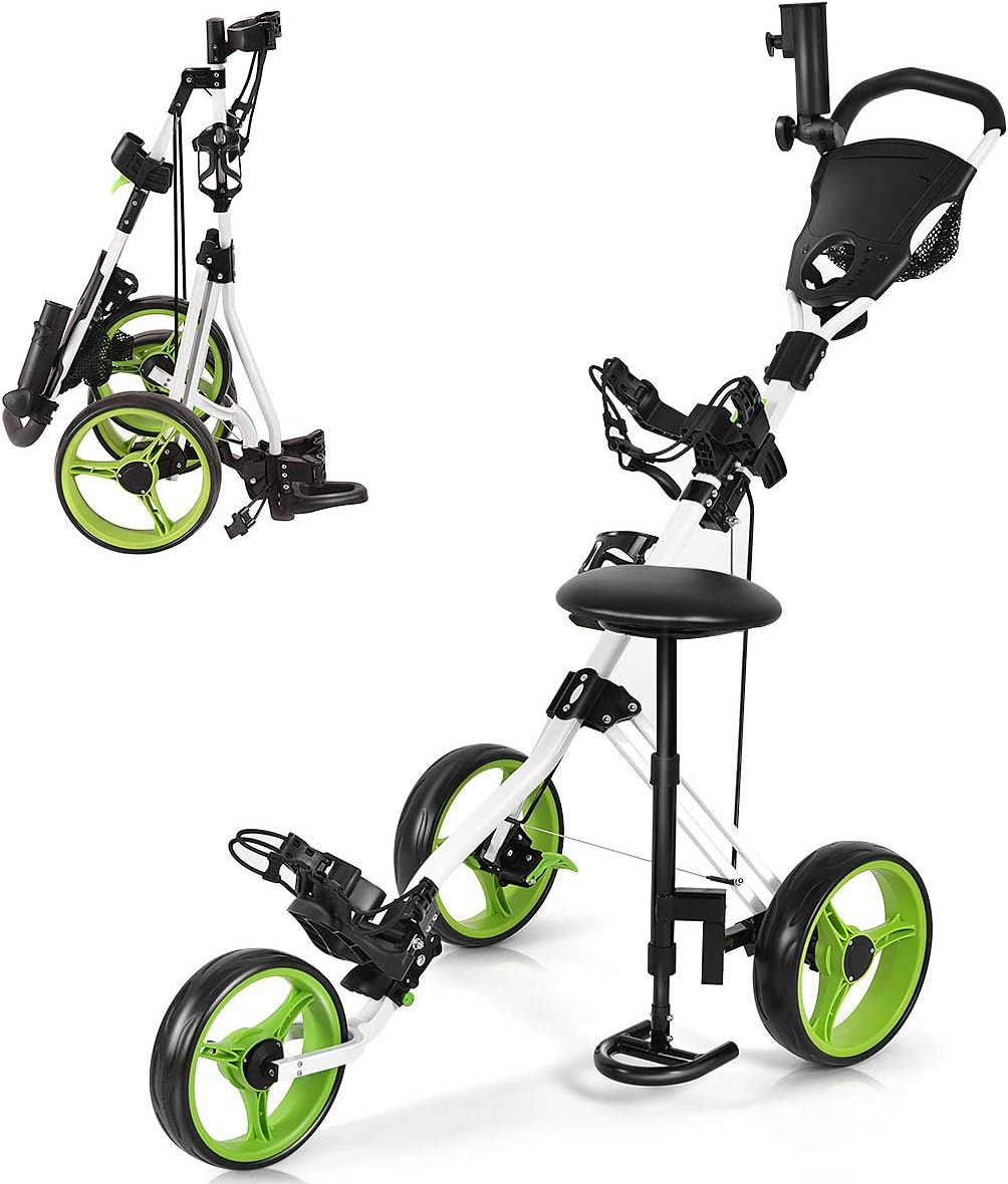 GYMAX Foldable Golf Push Cart - Ultimate Convenience!