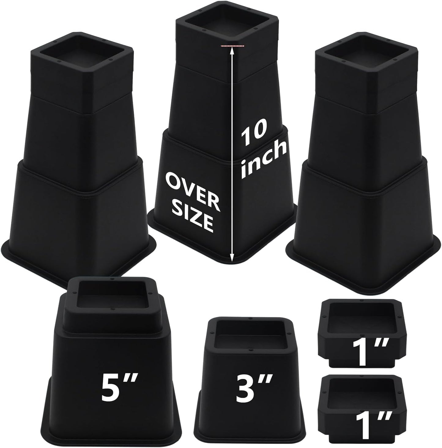 Adjustable Bed Risers 10 inch Heavy Duty for Furniture Elevation