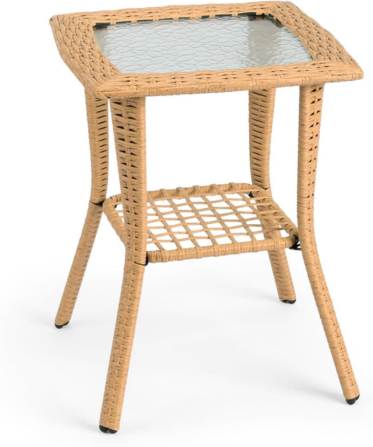VINGLI Outdoor Side Table with Storage for Patio and Balcony