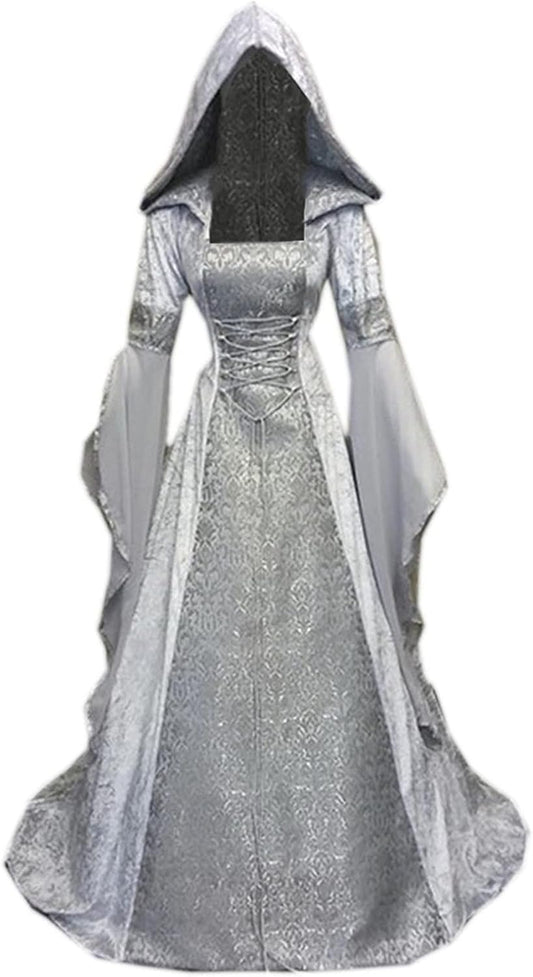 Women Hooded Gothic Dress Medieval Corset for Halloween Fun