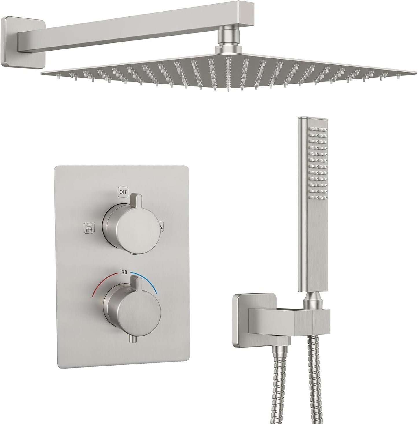 Iribers 12 Inch Rainfall Shower System with Handheld Shower Head