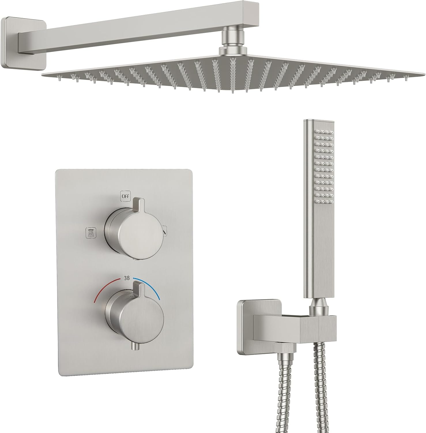 Iribers 12 Inch Rainfall Shower System with Handheld Shower Head