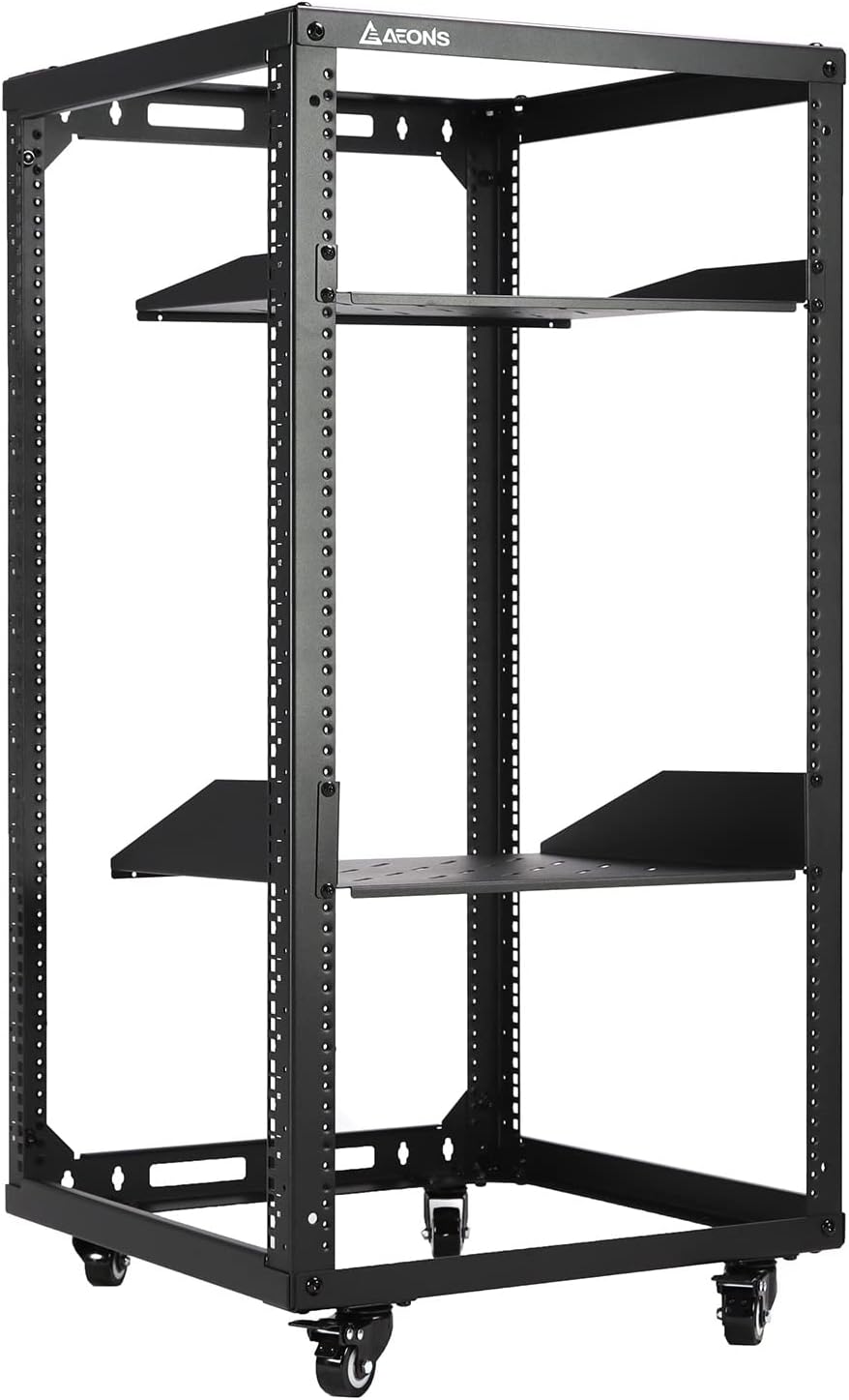 20U Open Frame Network Server Rack with Casters for Versatile Use