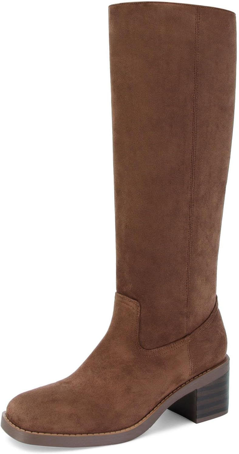 Womens Banana Knee High Boots Comfortable Campus Block Heel