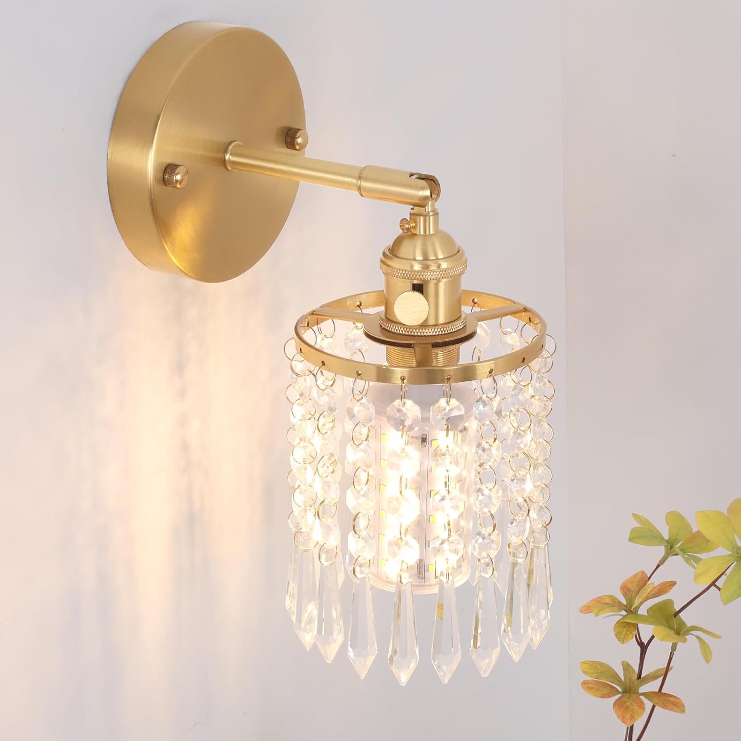 Crystal Battery Operated Wall Sconce for Modern Home Decor