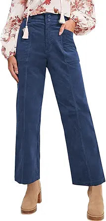Acelitt Women Casual Fall Straight Leg Corduroy Pants with Pockets