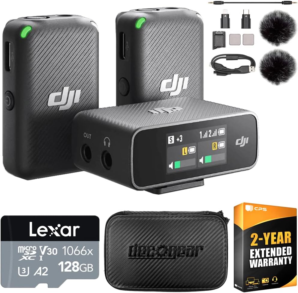 DJI Mic Wireless Microphone System with 128GB Memory Card Bundle