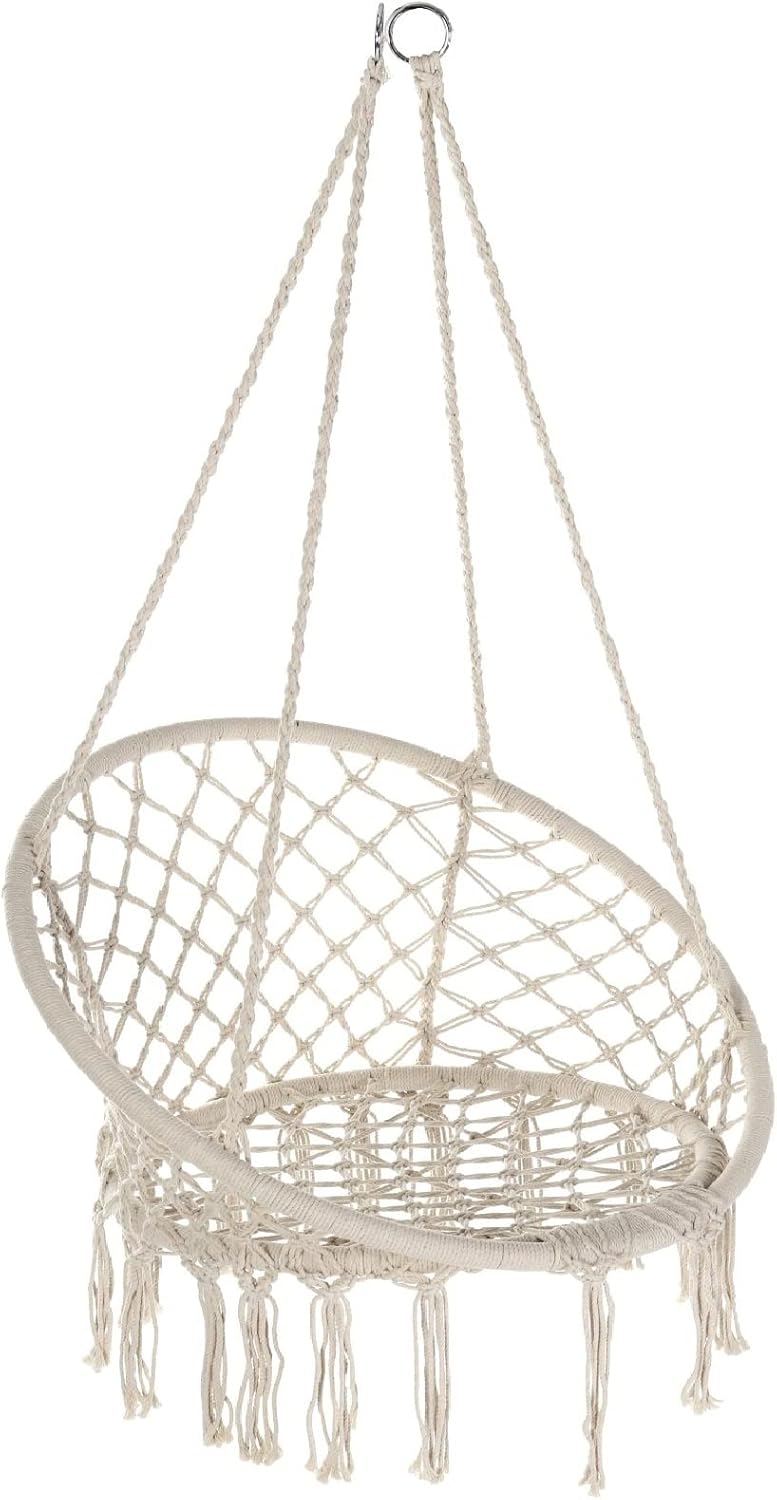 Boho Chic Macrame Hammock Chair - Max 330 Lbs Capacity - Garpans