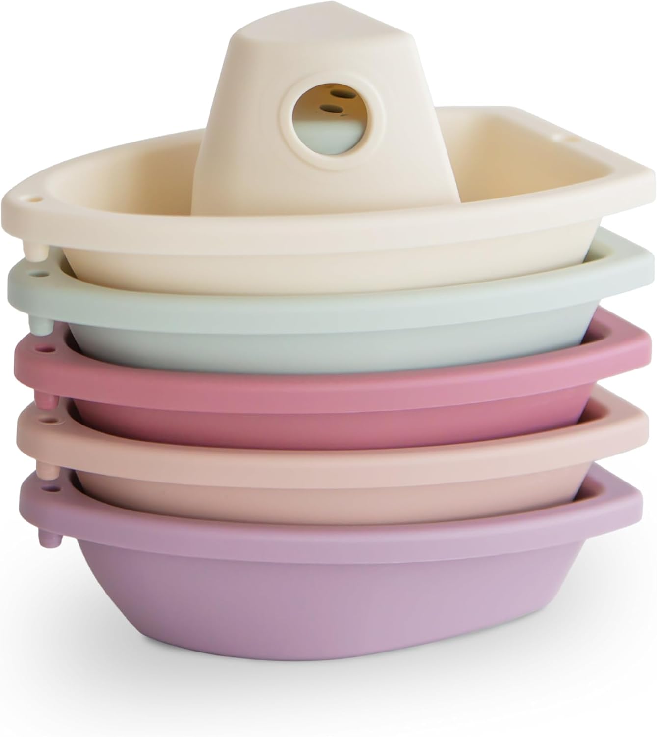 mushie Stackable Bath Boats (Petal) | Set of 5 | Floats for Fun!