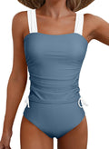 Retro Ruched Two Piece Tankini Swimsuit - Tummy Control Fit