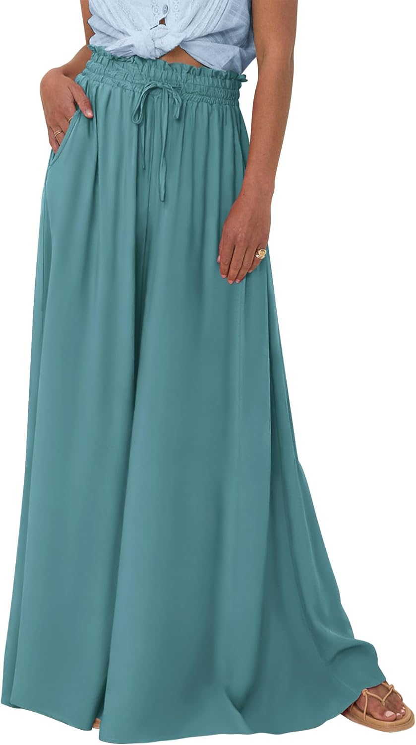 BTFBM Women Casual High Waist Wide Leg Pants for Summer Style