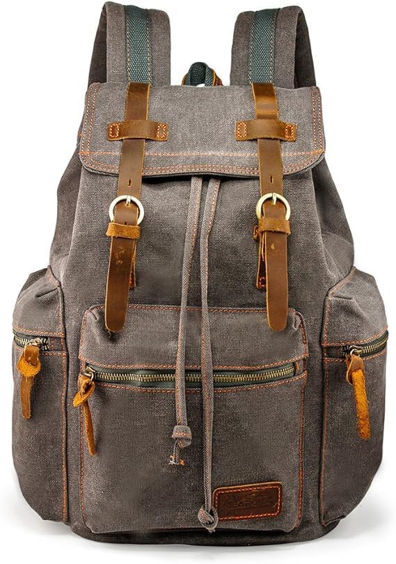 GEARONIC Vintage Canvas Backpack for Casual Daypack Use