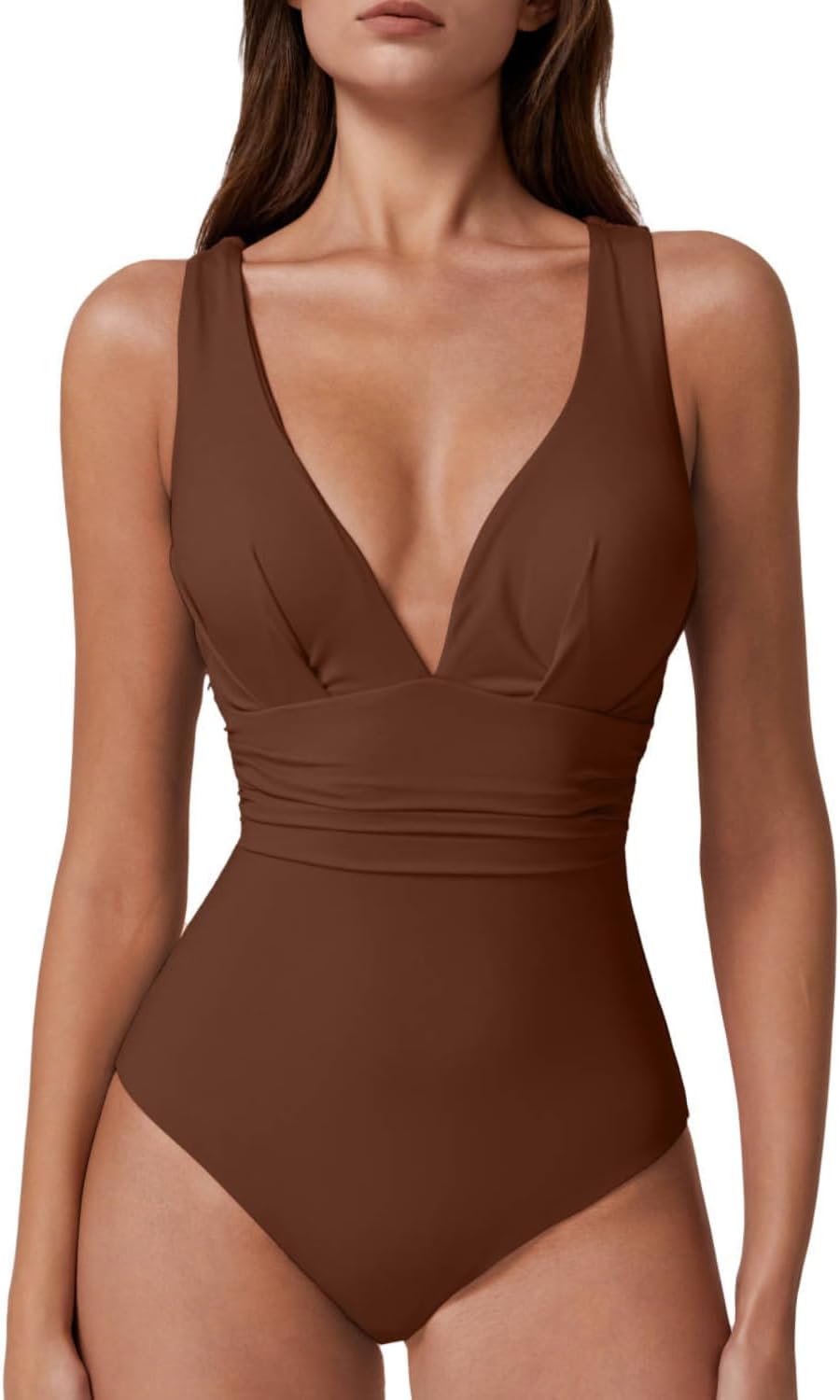 QINSEN Womens Sexy V Neck One Piece Bathing Suit for Summer Fun