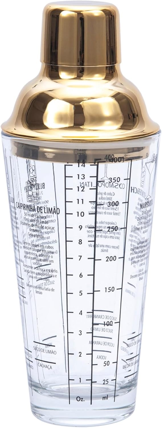 Gold Martini Shaker with Recipe Guide - 13.5oz