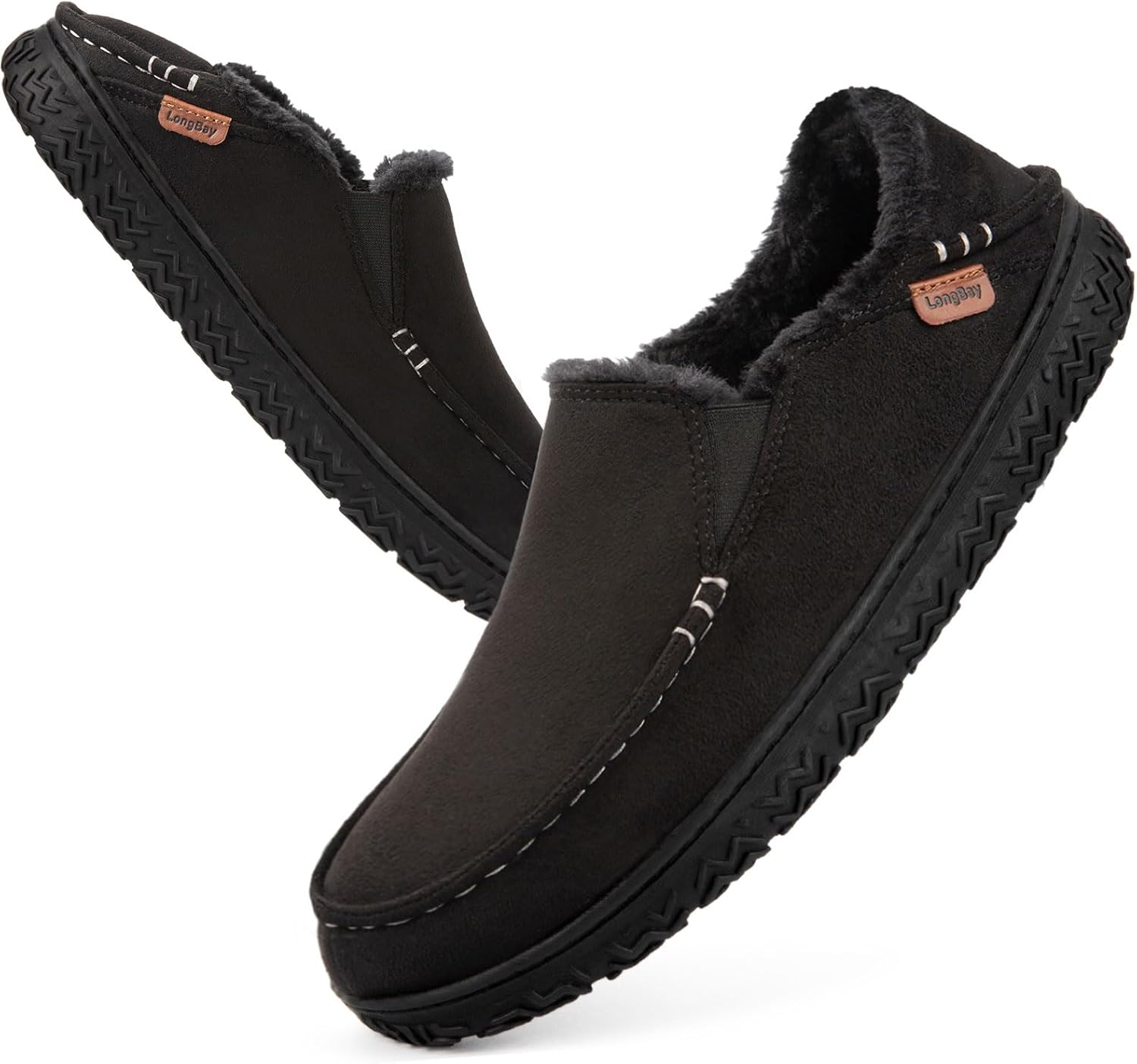 LongBay Men's Moccasin Slippers for Cozy Indoor Outdoor Wear