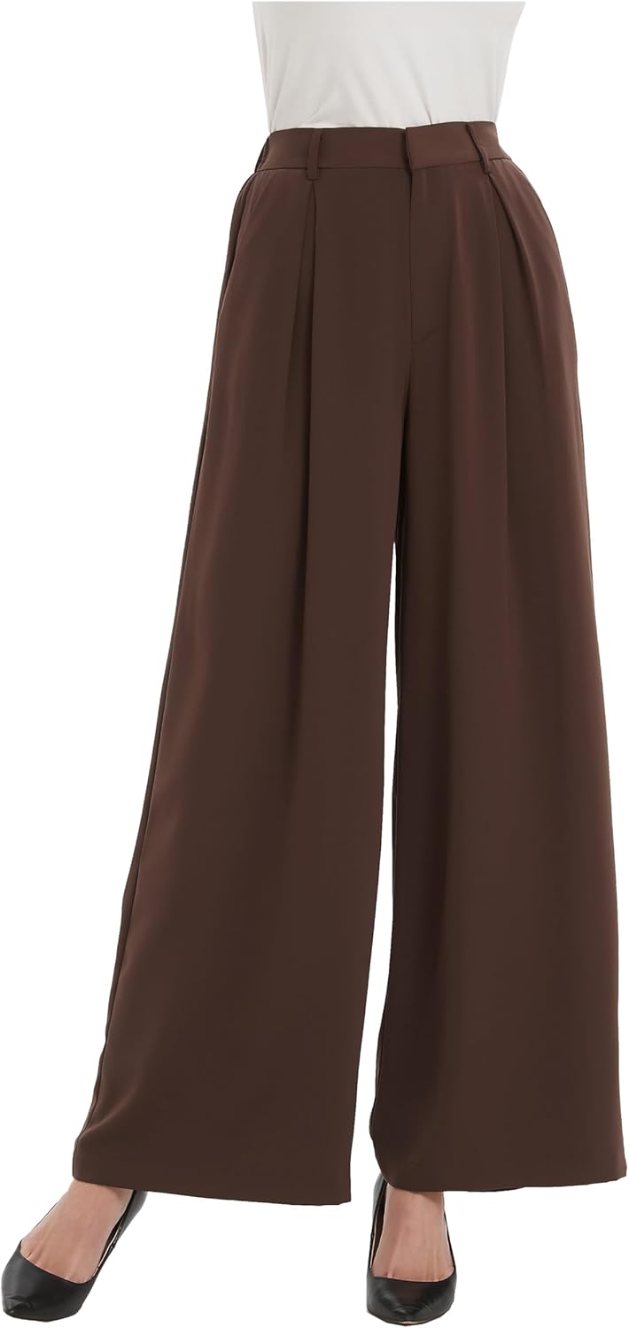 Tronjori Women High Waist Casual Wide Leg Palazzo Pants Review