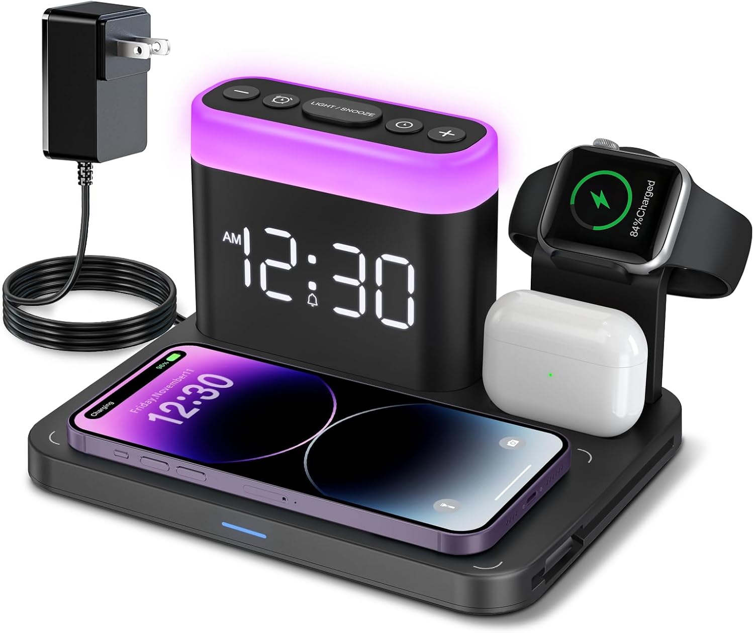 ANJANK Wireless 3-in-1 Charging Station - Fast Charge & Night Light