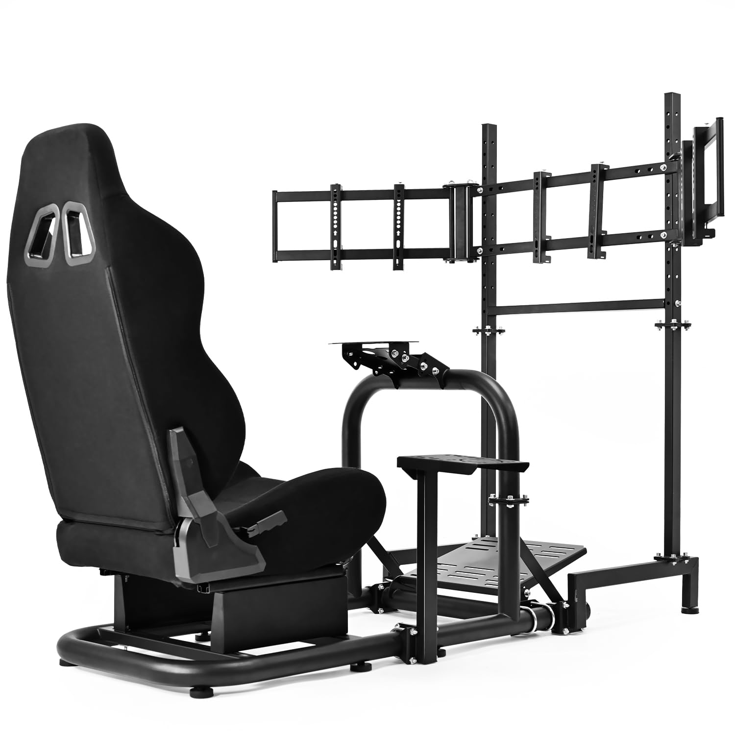 Dardoo Racing Simulator Cockpit with Triple Monitor Stand Setup