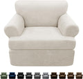 2-Pieces T Cushion Armchair Slipcovers Leather Look Couch Cover