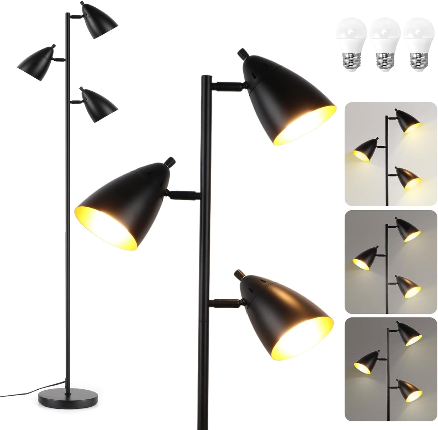 Tree Floor Lamp for Living Room with Adjustable LED Bulbs