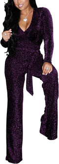 Women's Sexy Sparkly Jumpsuit Plus Size - Elegant Wide Leg Party