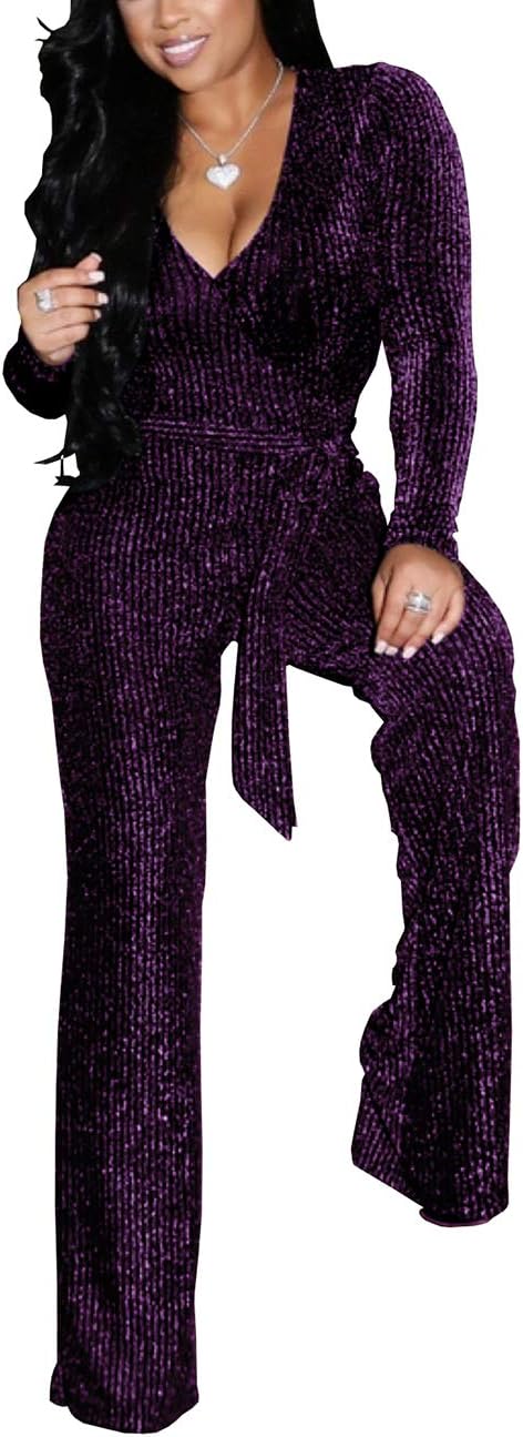 Women's Sexy Sparkly Jumpsuits for Plus Size Clubwear Elegance
