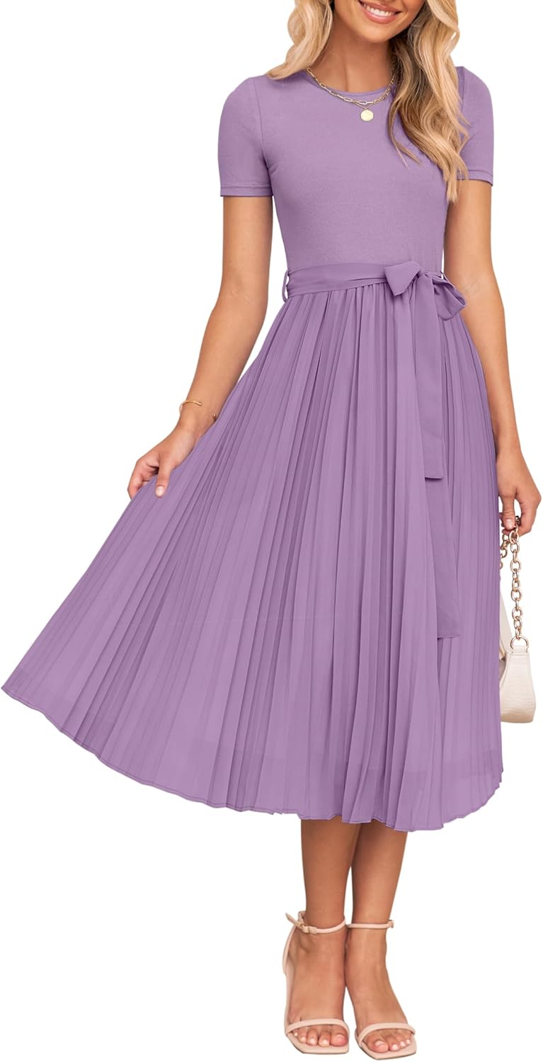 ZESICA Womens Summer Short Sleeve Midi Dress for Every Occasion