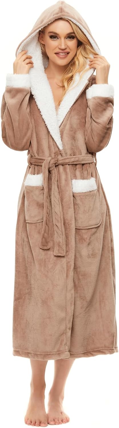 Devirld Plush Robes for Women - Cozy Fleece Bathrobe
