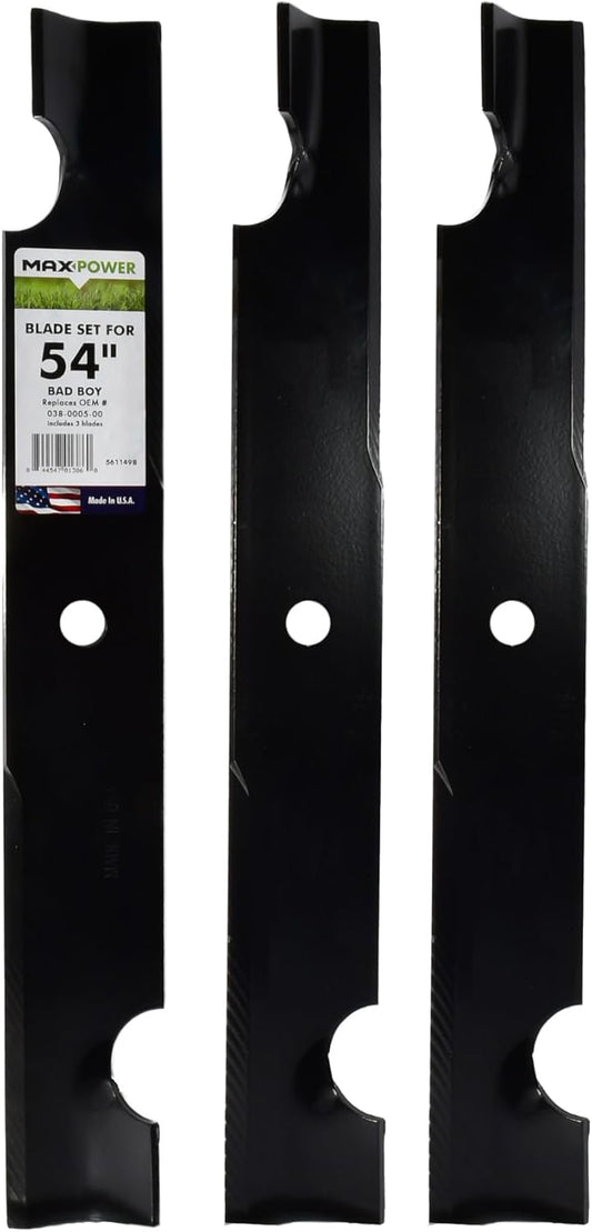 MaxPower 561149B 3 Blade Set for 54 in Cut Bad Boy Mowers