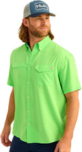 HUK Men's Short Sleeve Fishing Shirt Featuring Tide Point Pattern